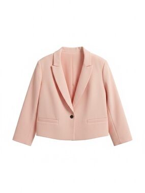 Express Light Pink Fully Lined Single-Button Cropped Blazer